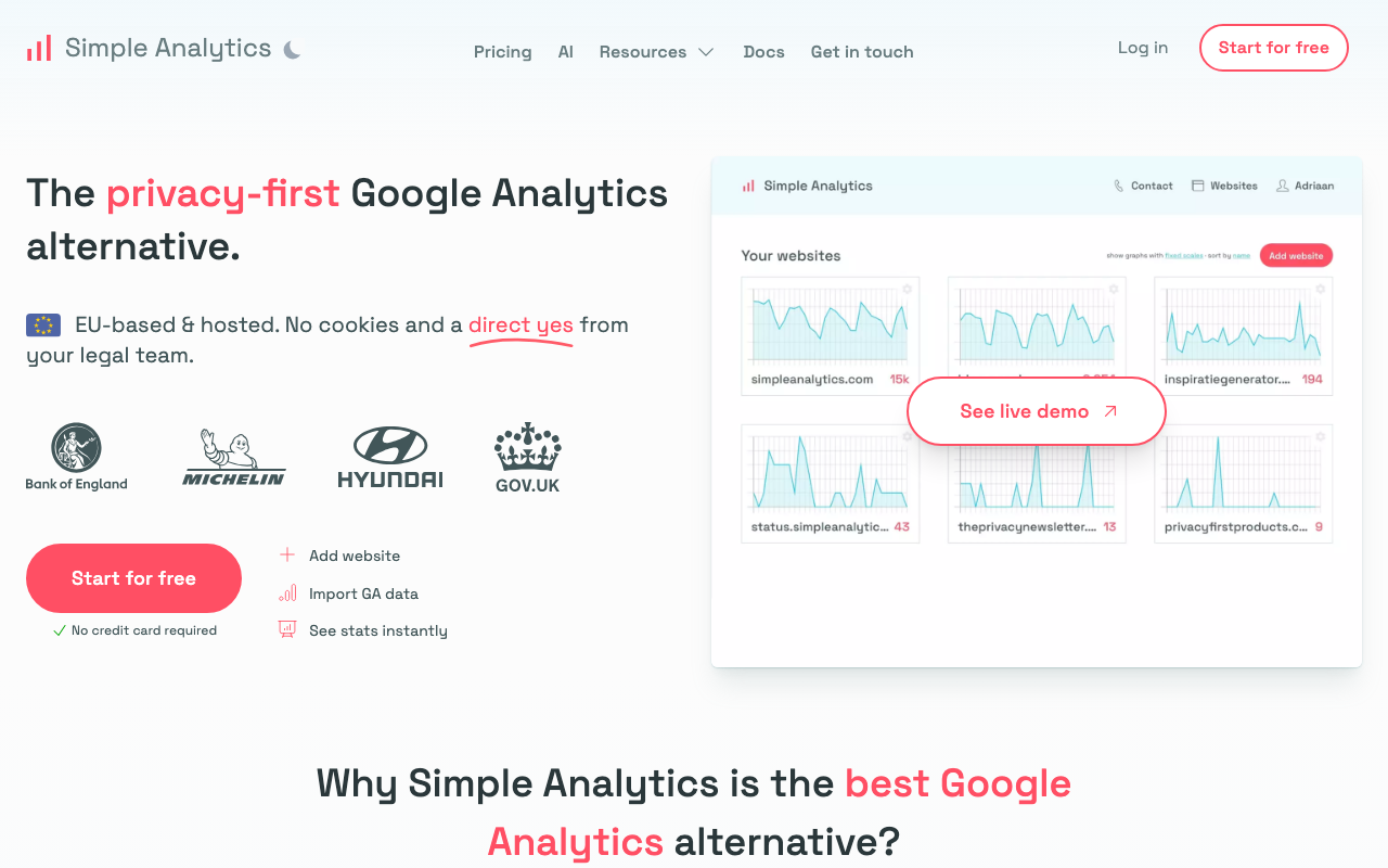 Simple Analytics screenshot